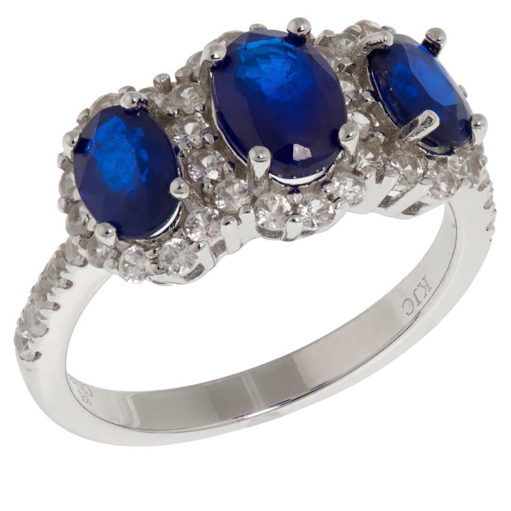 Colleen Lopez 1.53ctw Blue Spinel & White Zircon 3-Stone Ring